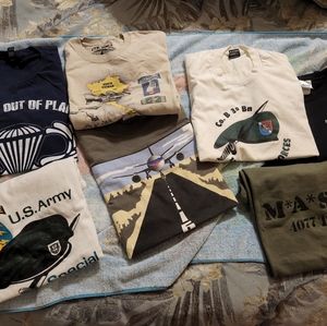 T-shirts ◇ Lot of 7 various size M Military motif T-shirts. Gently worn
